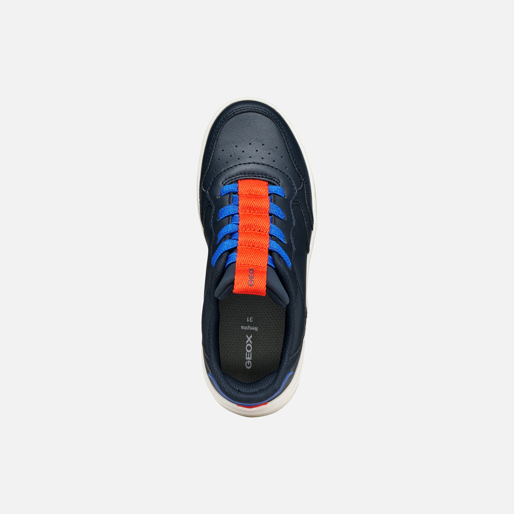 Geox Kids Washiba Fast In Boy's Navy/Red Sneakers