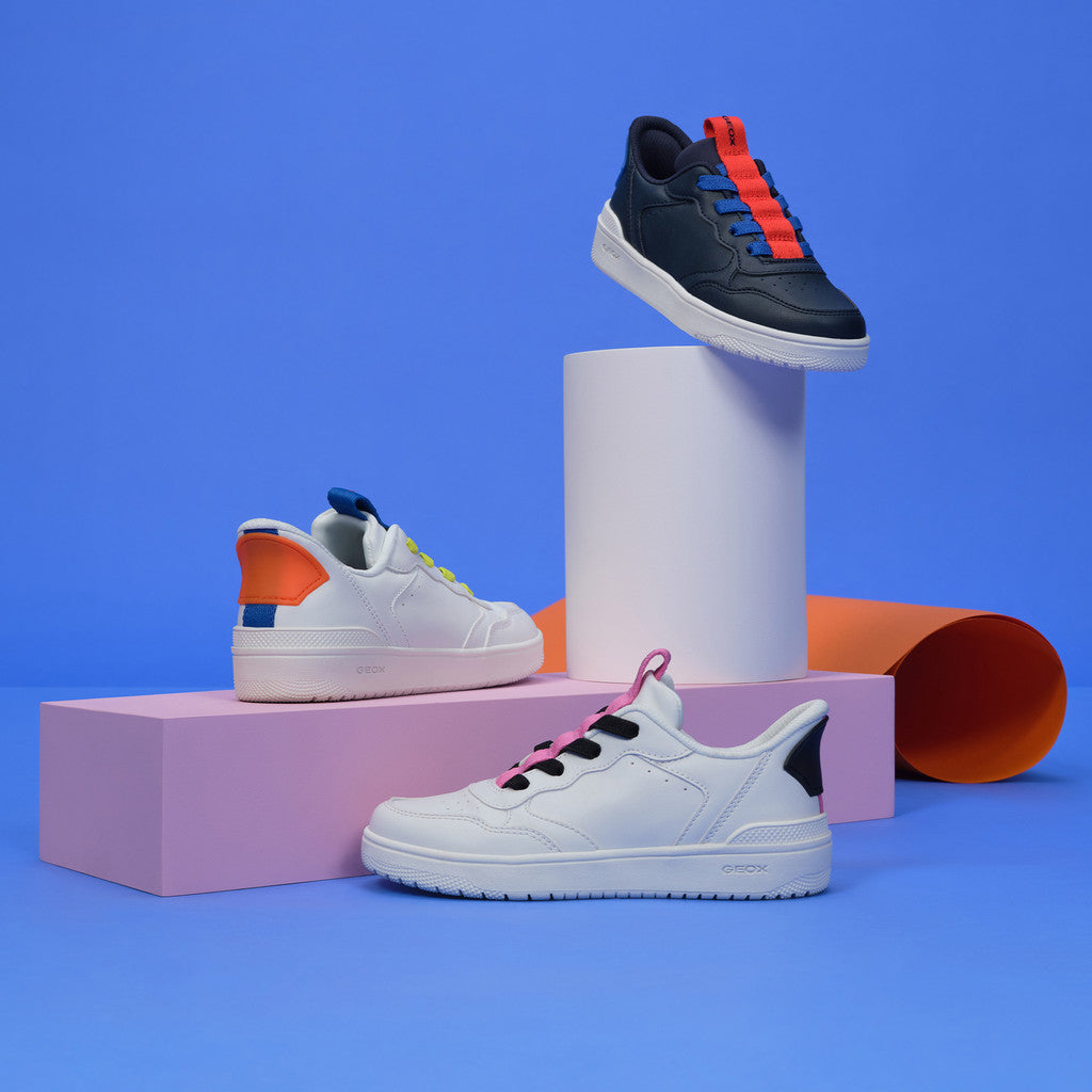 Geox Kids Washiba Fast In Boy's Navy/Red Sneakers