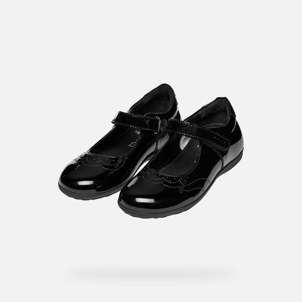 Geox Kids Iberide Mary Jane Black Patent Leather Shoes