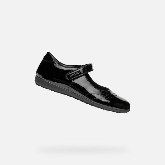 Geox Kids Iberide Mary Jane Black Patent Leather Shoes