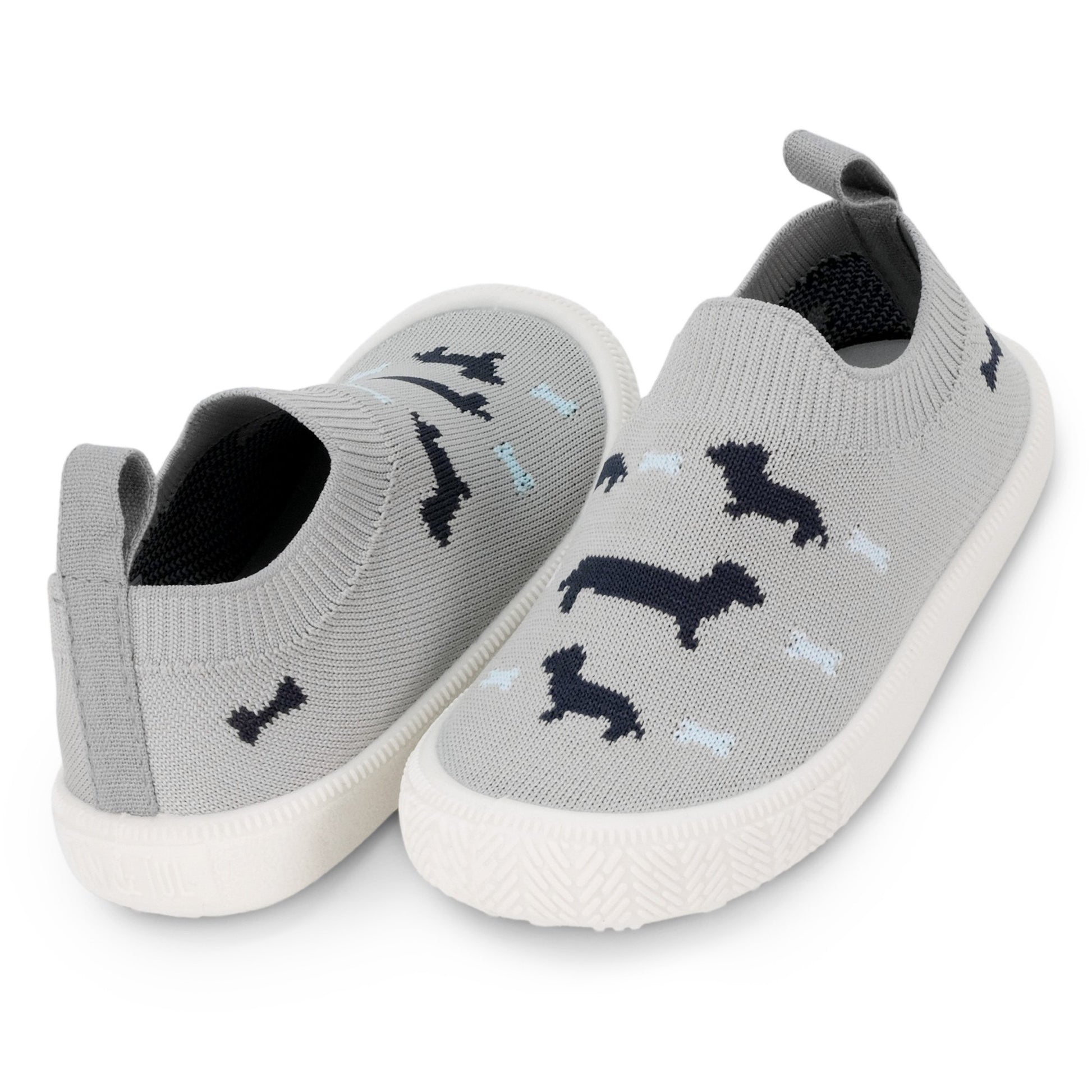 Jan & Jul Graphic Knit Shoes Gray Dachshund 3