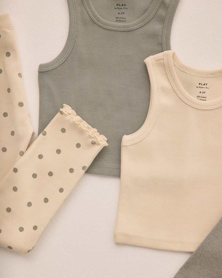 Rylee + Cru - Ribbed Legging Set || Polka Dot, Eucalyptus