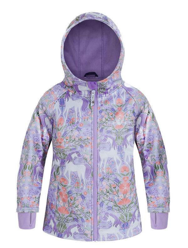 Therm Kids Printed All-Weather Hoodie in Mystic Garden — waterproof kids' hoodie