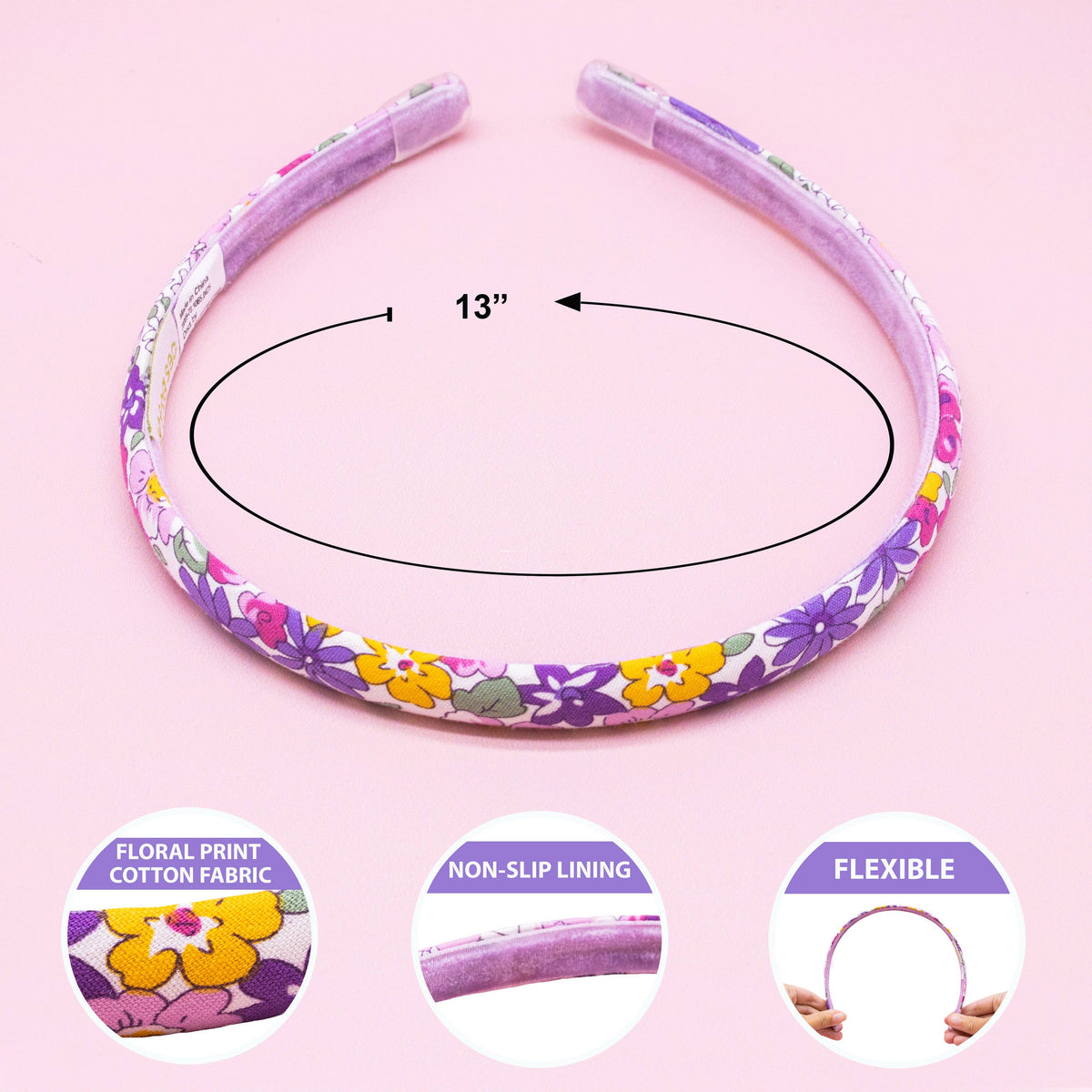 Frog Sac - Thin Floral Headband - Non Slip Hair Accessories for Kids