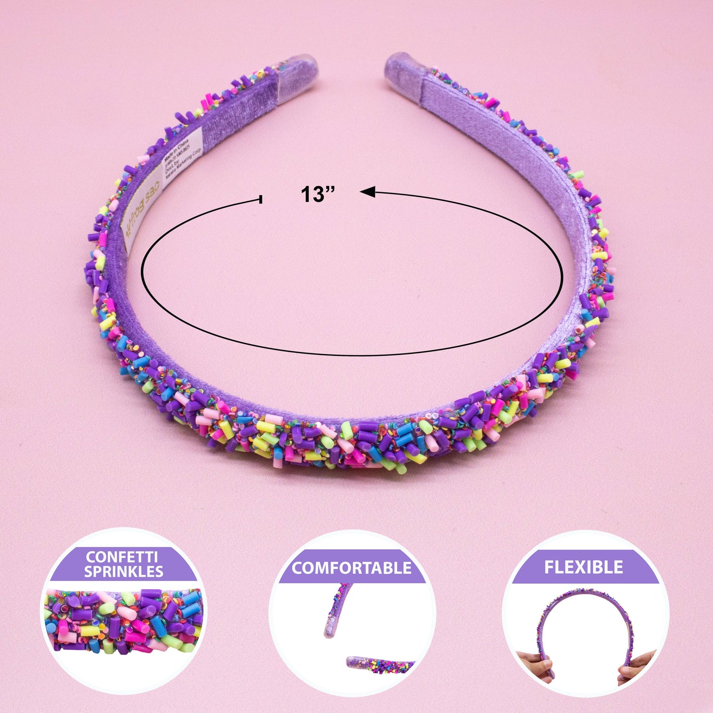 Frog Sac - Thin Sprinkle Headband - Non Slip Hair Accessories for Kids