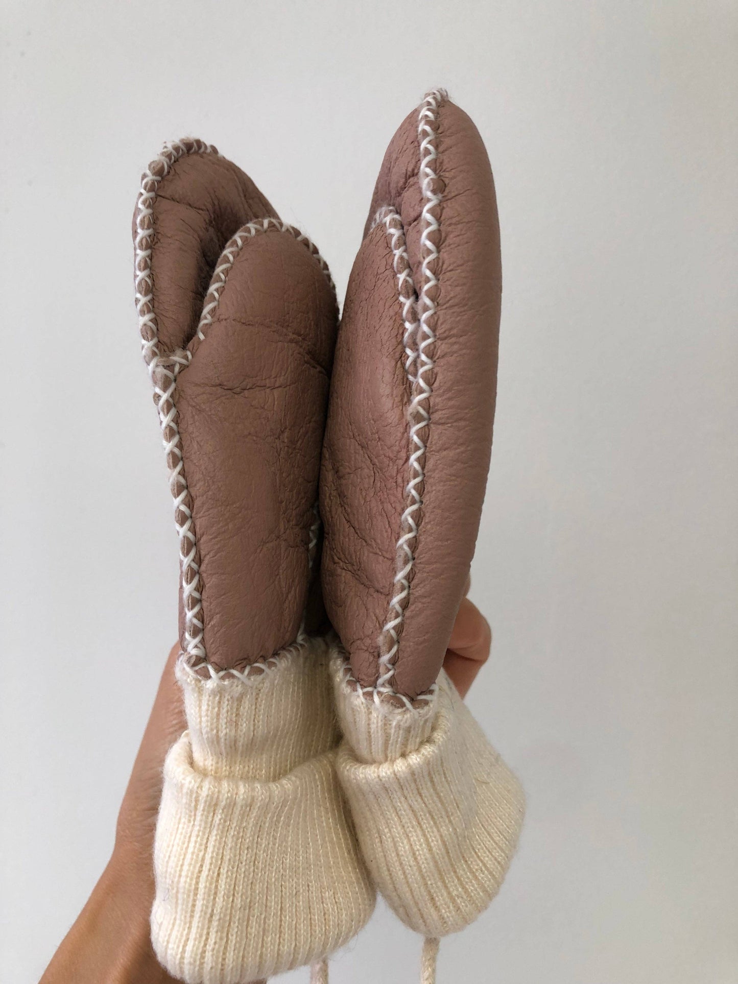 Billy Bamboo - KIDS SHEARLING MITTENS: Light gray