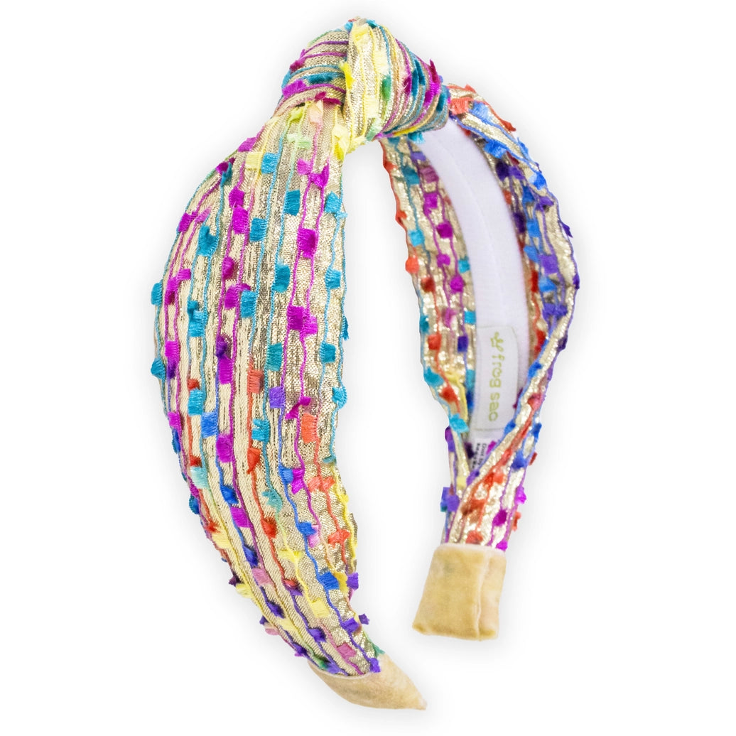 Frog Sac -  Kids Knot Headband - Gold Confetti Hair Accessories For Girls