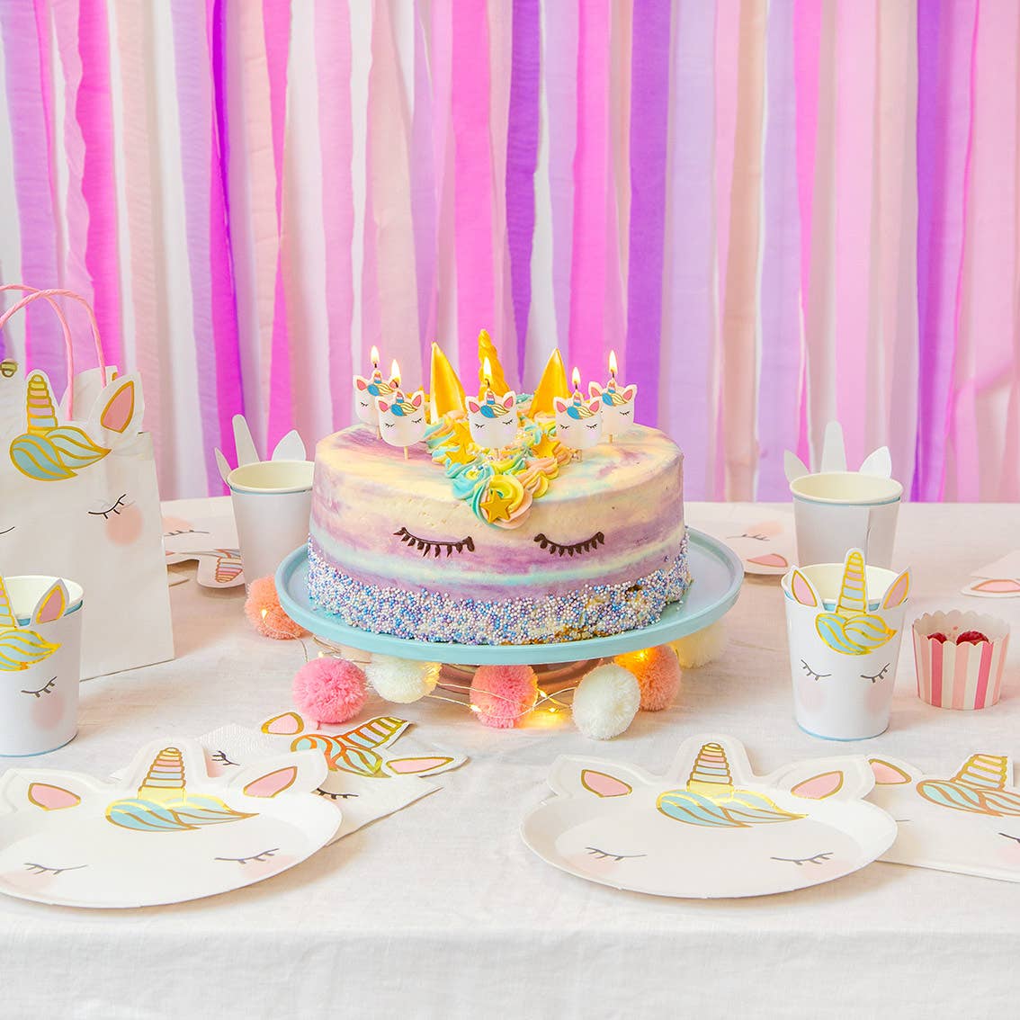 Talking Tables USA - Unicorn Face Cake Candles | 5 Pack | Kids Birthday Party |