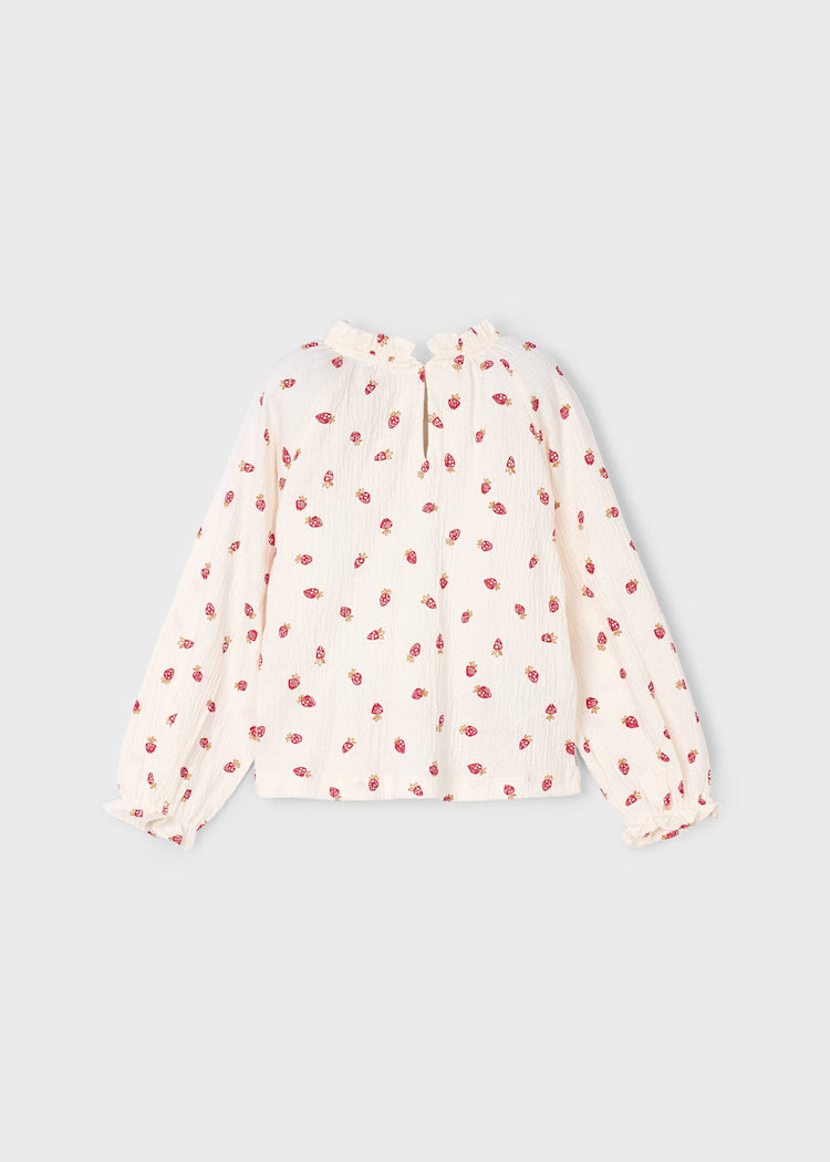 Mayoral - Flowy Bambula Shirt Strawberry Print