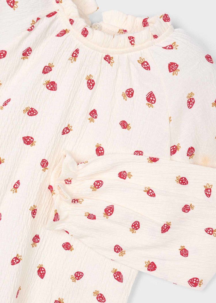 Mayoral - Flowy Bambula Shirt Strawberry Print