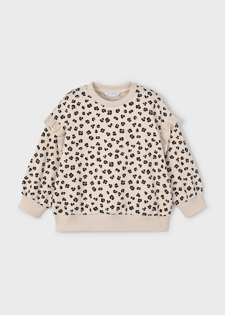 Mayoral - Sweatshirt with Ruffled Sleeves Leopard Print