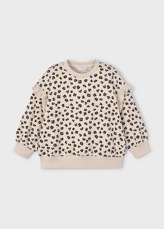 Mayoral - Sweatshirt with Ruffled Sleeves Leopard Print