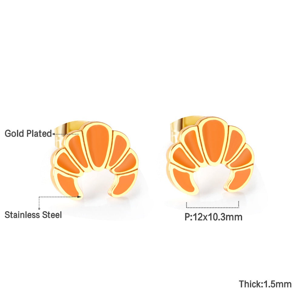 Oh! Cherise Stainless Steel 18k Gold Plated Stud Earrings
