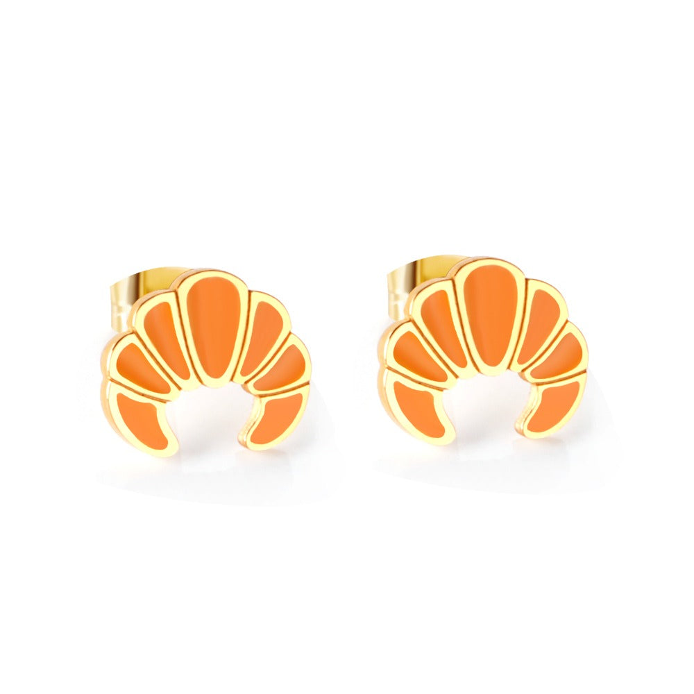 Oh! Cherise Stainless Steel 18k Gold Plated Stud Earrings