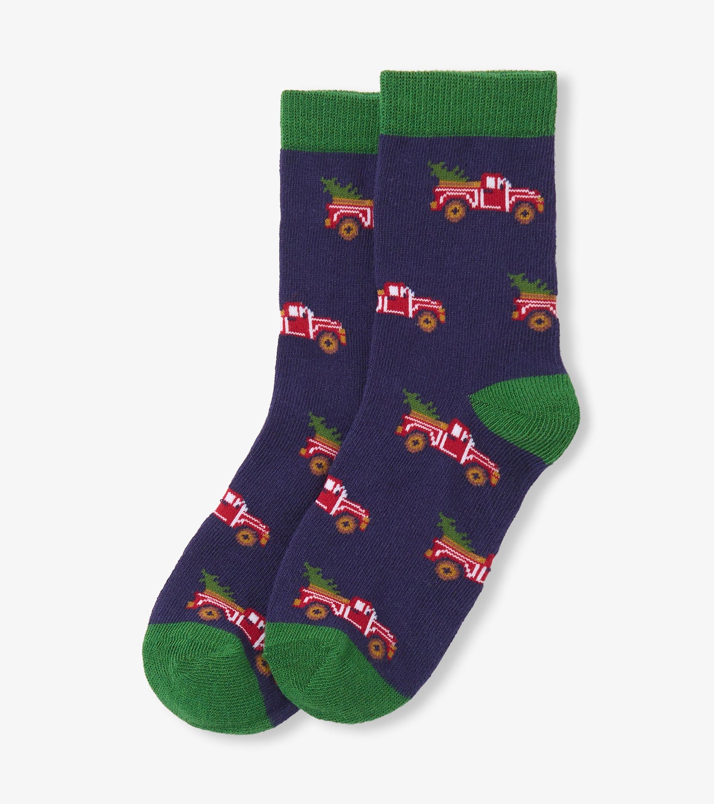 Little Blue House Red Truck Hauling a Tree - Kids Crew Socks