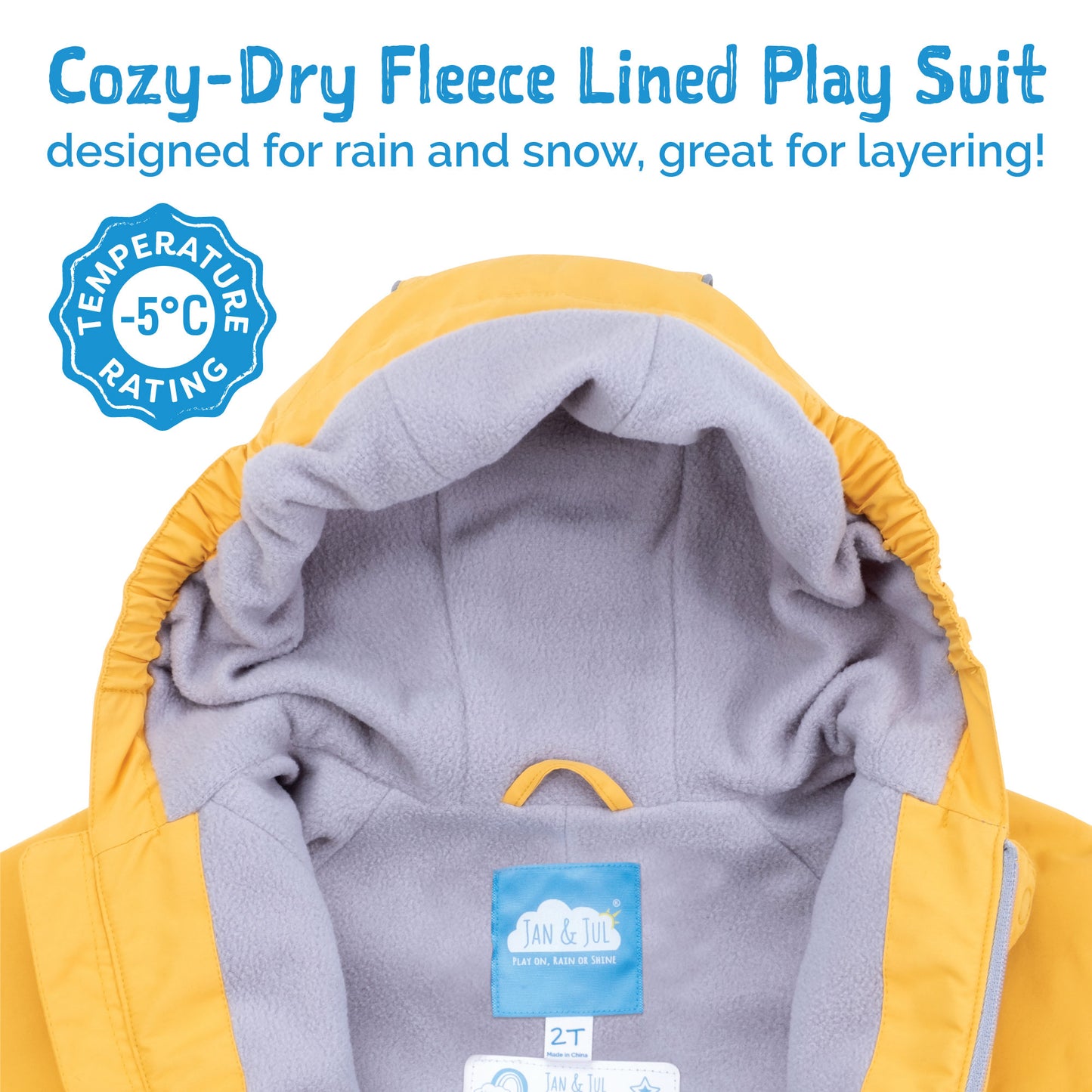 Jan & Jul - Kids Puddle-Dry Fleece Lined Waterproof Rainsuit